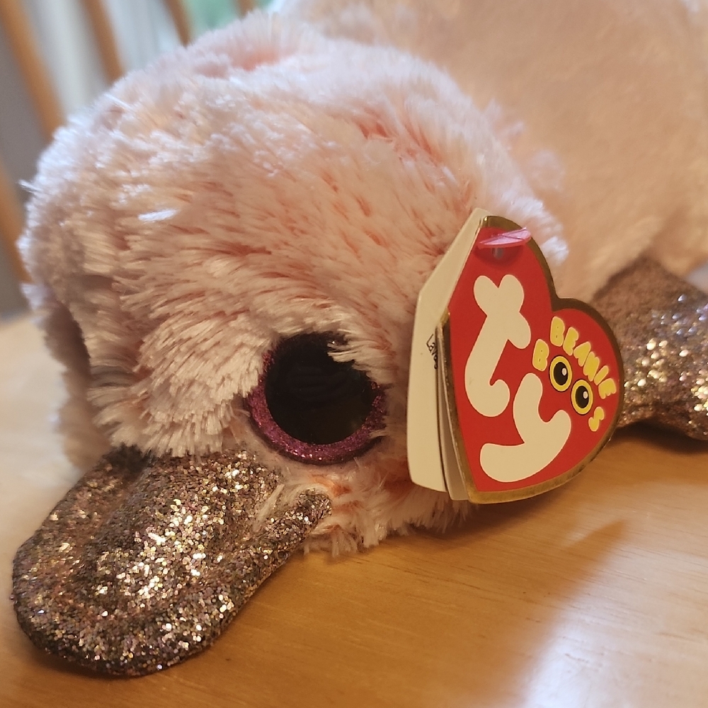 Ty Beanie Boos Pink and Glitter Plush Duck